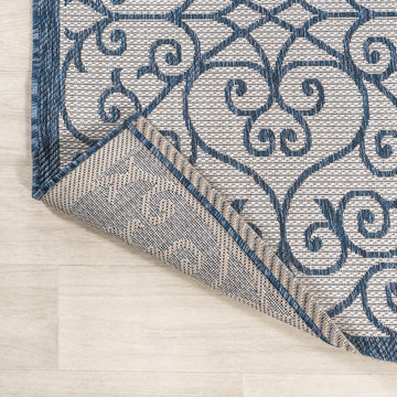 Madrid Vintage Filigree Textured Weave Indoor/outdoor Runner Rug